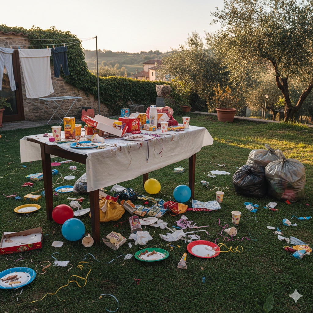 foto rifiuti festa di compleanno